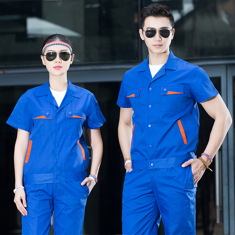全工艺涤棉透气春夏明扣短袖套装工作服CF-H06-6008