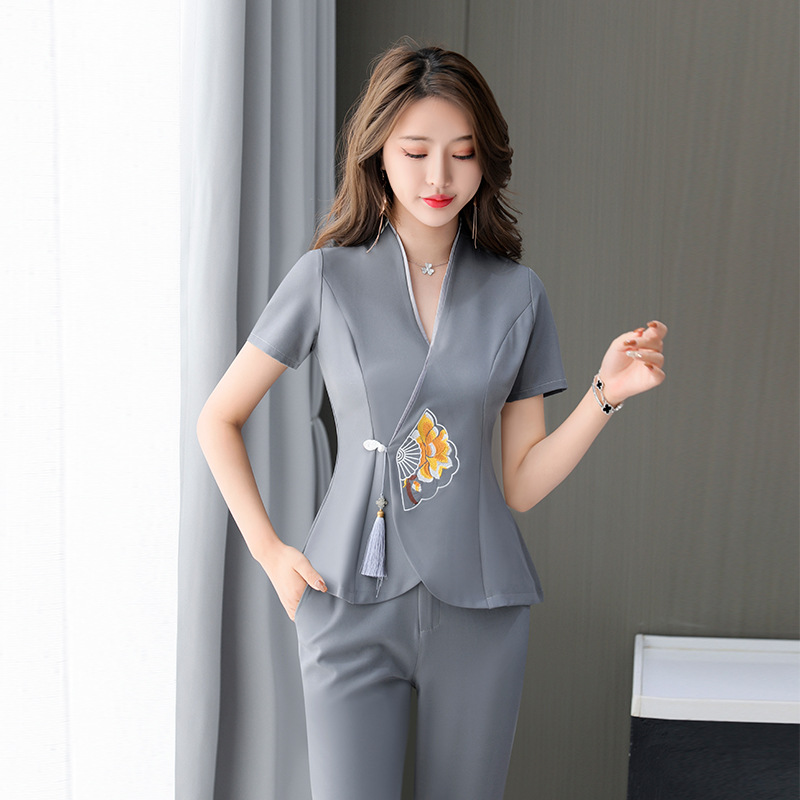 女款时尚修身显瘦工作服技师服套装CF-V02-1308