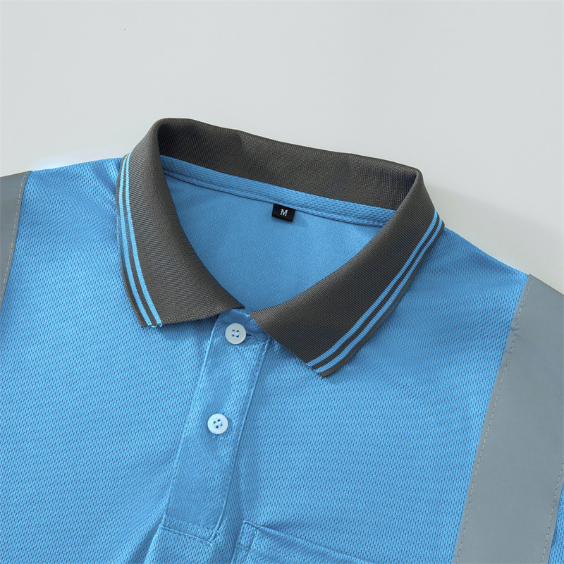 鸟眼网布透气反光衣长袖间色翻领POLO衫工作服CF4004(图11)