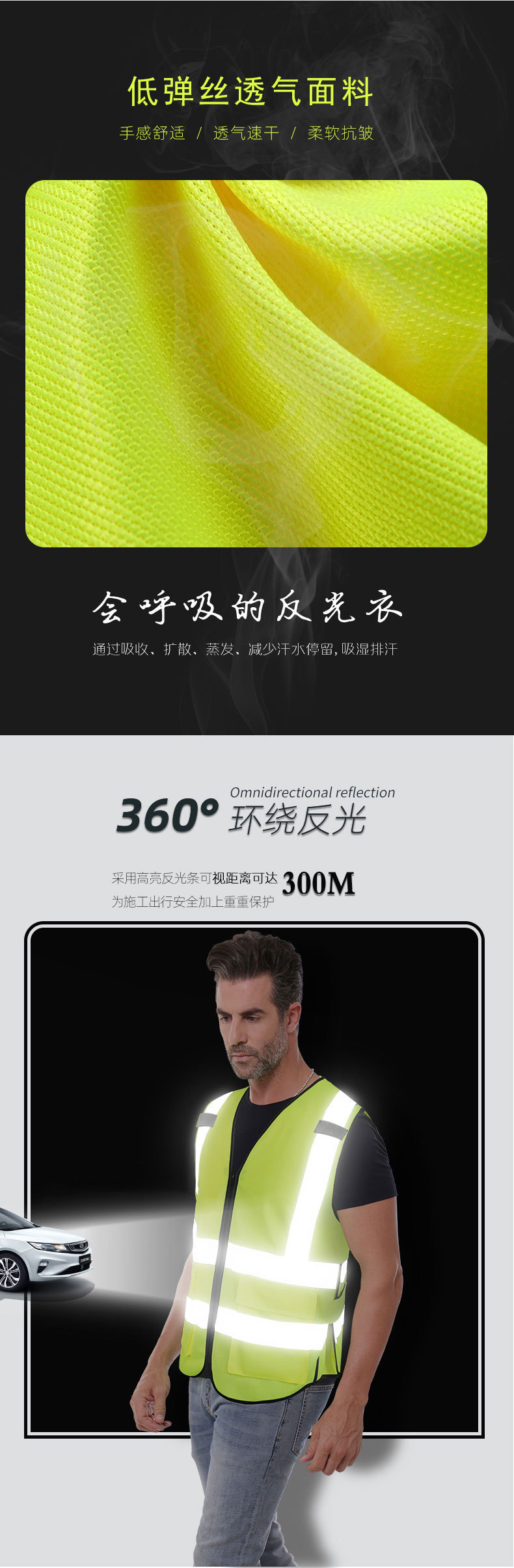 户外安全防护反光衣交通环卫可调节款马甲CF-003-11(图6)